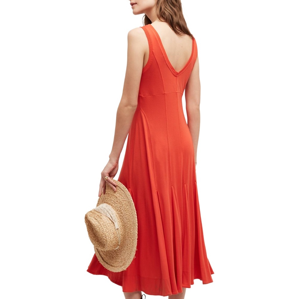 Maeve Red Orange Midi Dress